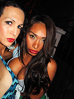 Crazy trannies outdoors Dirty Nicole posing with a shemale.