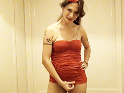 Nikki red dress barcelona. Hot Nikki masturbating in libidinous red dress